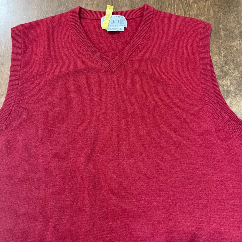 Vintage Saks Fifth Avenue Folio Cashmere Sweater Vest Mens Size Large Red V-Neck - Picture 9 of 10